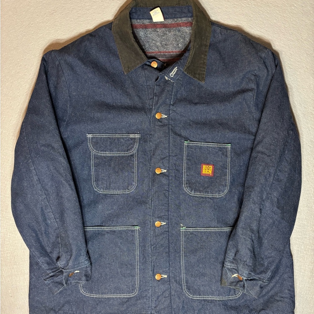 Vintage Big Ben Blanket Lined Chore Coat Denim Jacket Mens 52 USA Made